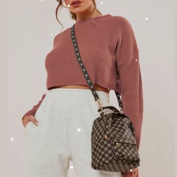 Missguided pink crop knitted sweater - Picture 1 of 4